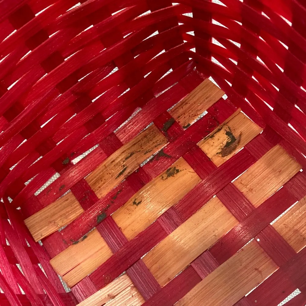 Basket Everything Brand Wicker Heart Painted Small Red Basket with Handles